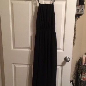 Black straps open crisscross back dress